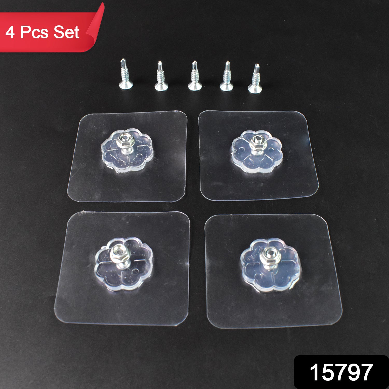 Self Adhesive Hooks Sticker  Screw Nut And Bolt Type (4 Pcs Set) Self Adhesive Hooks Sticker  Screw Nut And Bolt Type (4 Pcs Set)